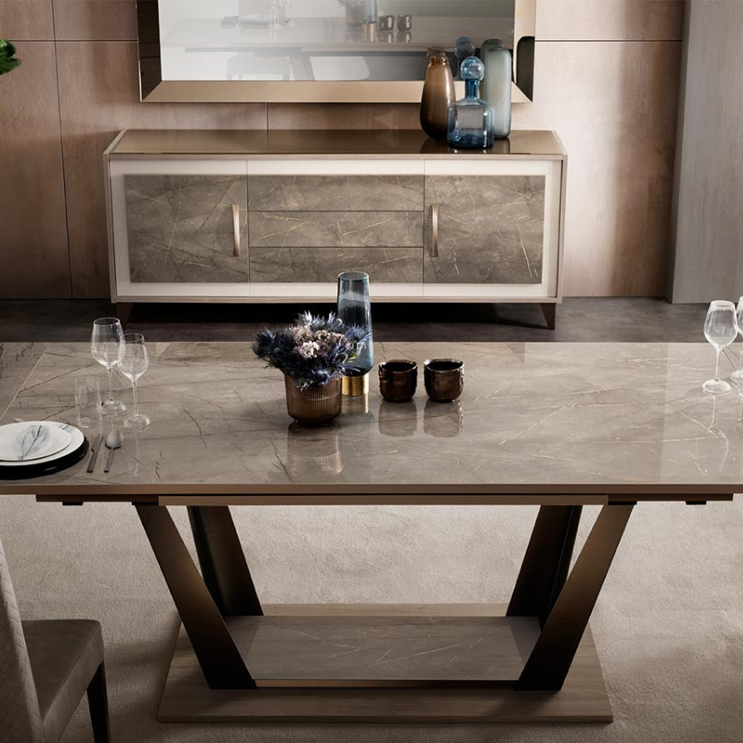 Ambra Dining Table with One Leaf