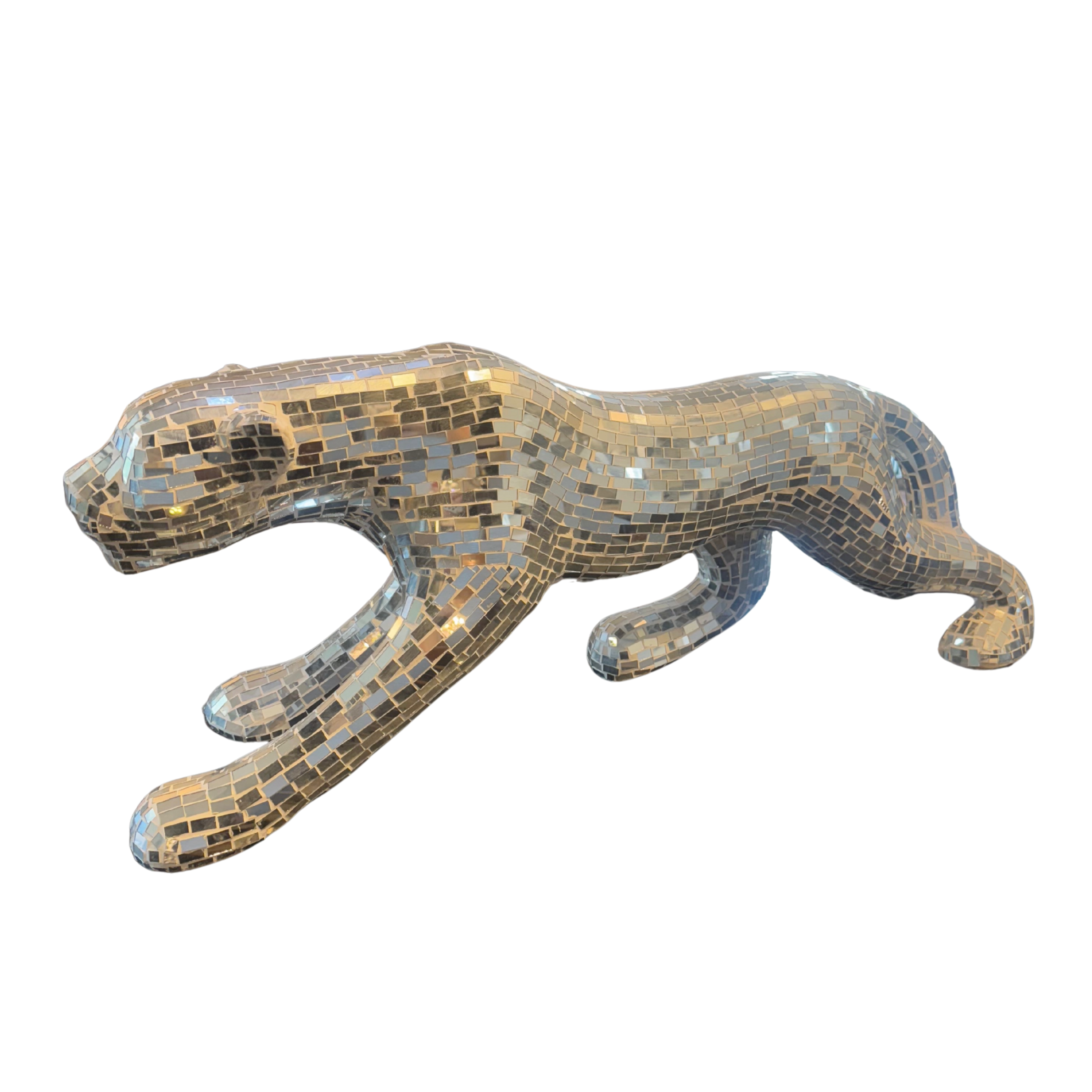 Mirror Mosaic Leopard Sculpture